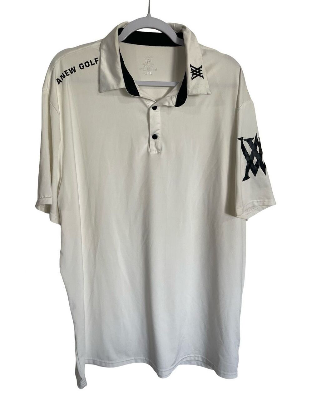 ANew Mens White Signature Logo Short Sleeve Golf Polo Shirt Size 3XL